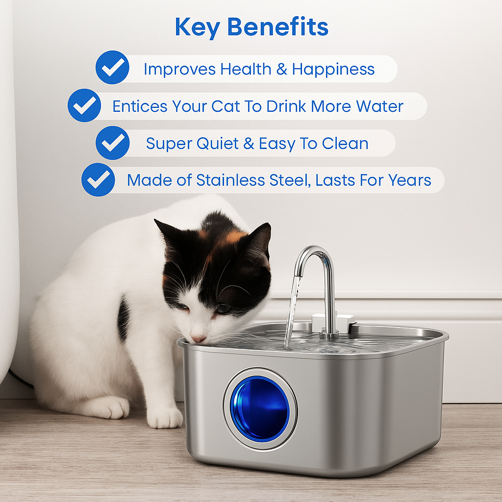 Purrify Stainless Steel Water Fountain