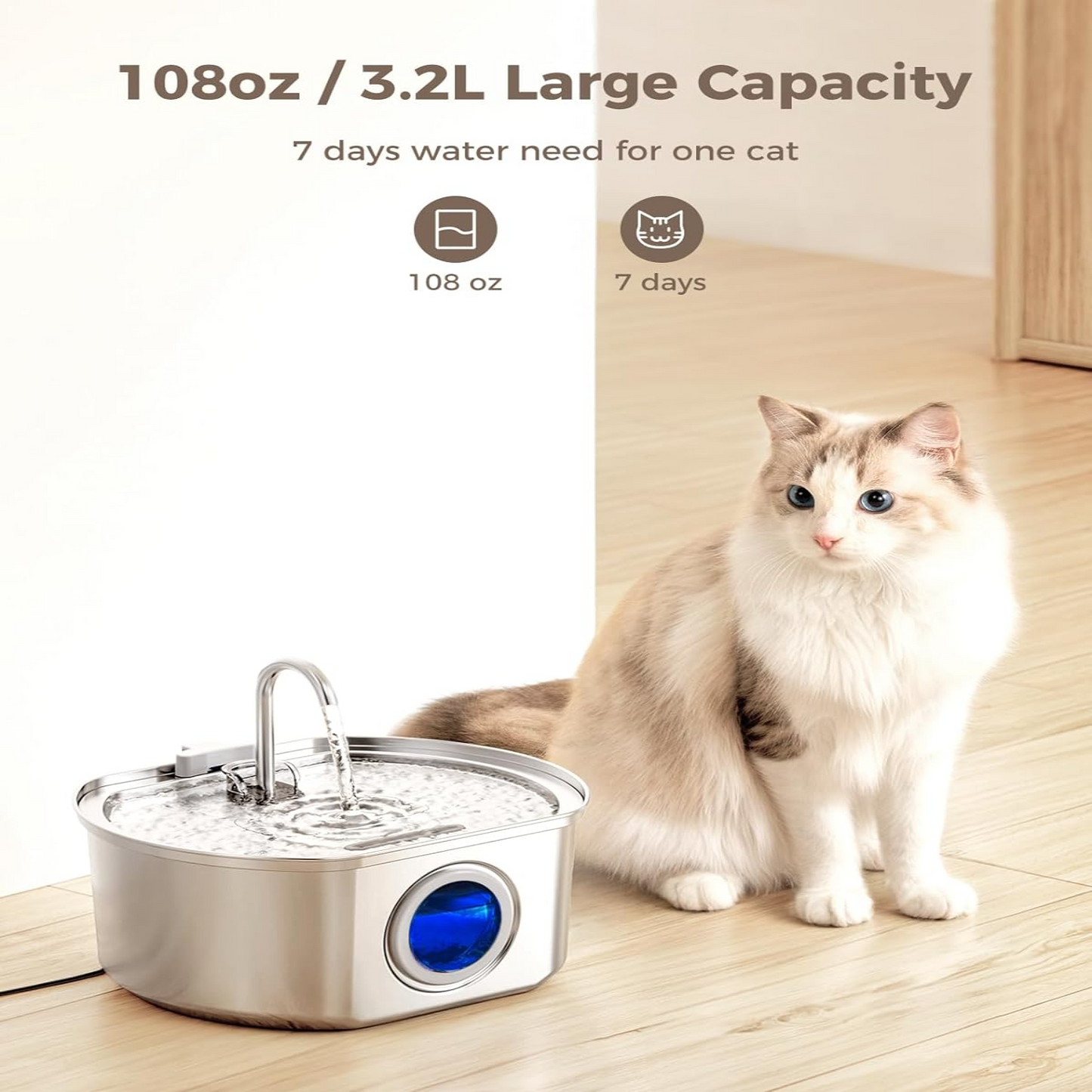 Purrify Stainless Steel Water Fountain