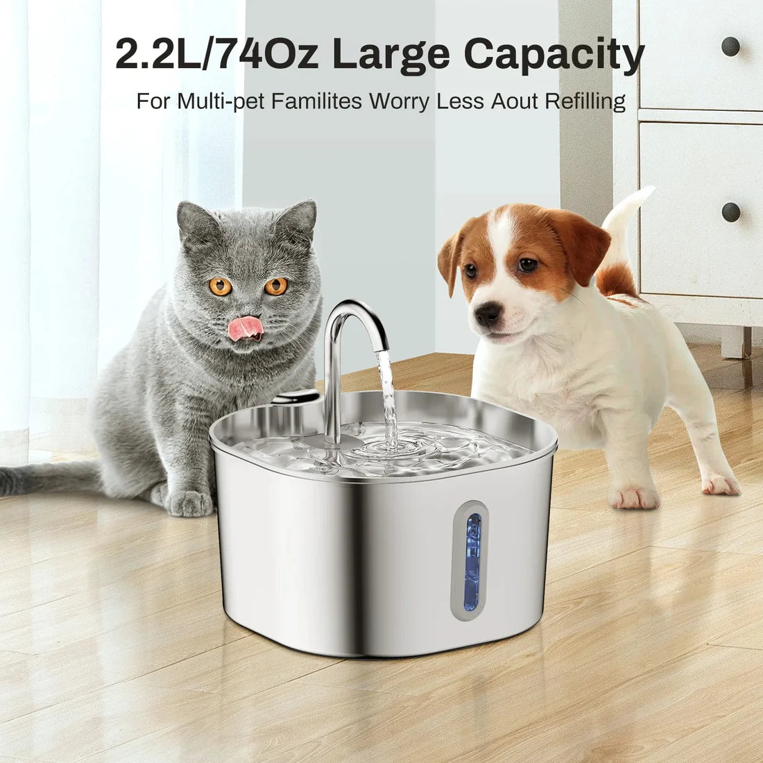 Purrify Stainless Steel Water Fountain