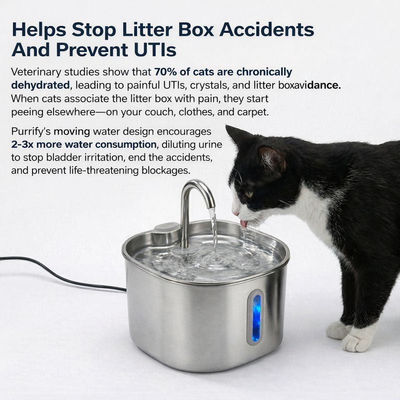 Purrify Stainless Steel Water Fountain