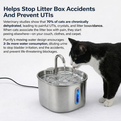 Purrify Stainless Steel Water Fountain