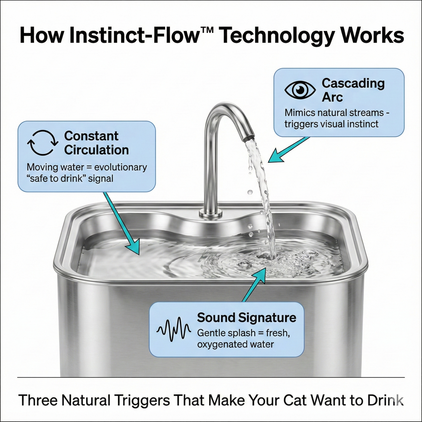 Purrify Stainless Steel Water Fountain