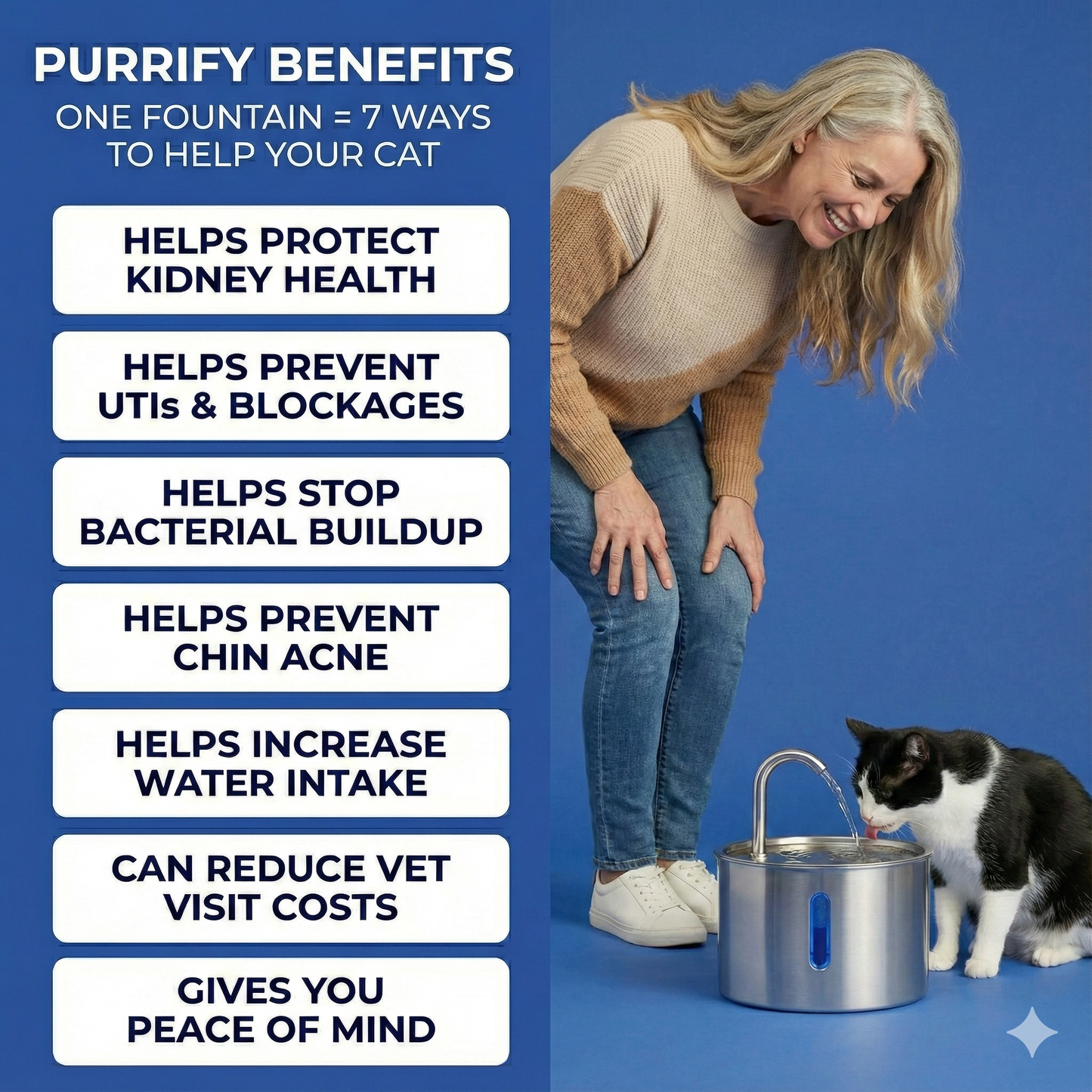 Purrify Stainless Steel Water Fountain
