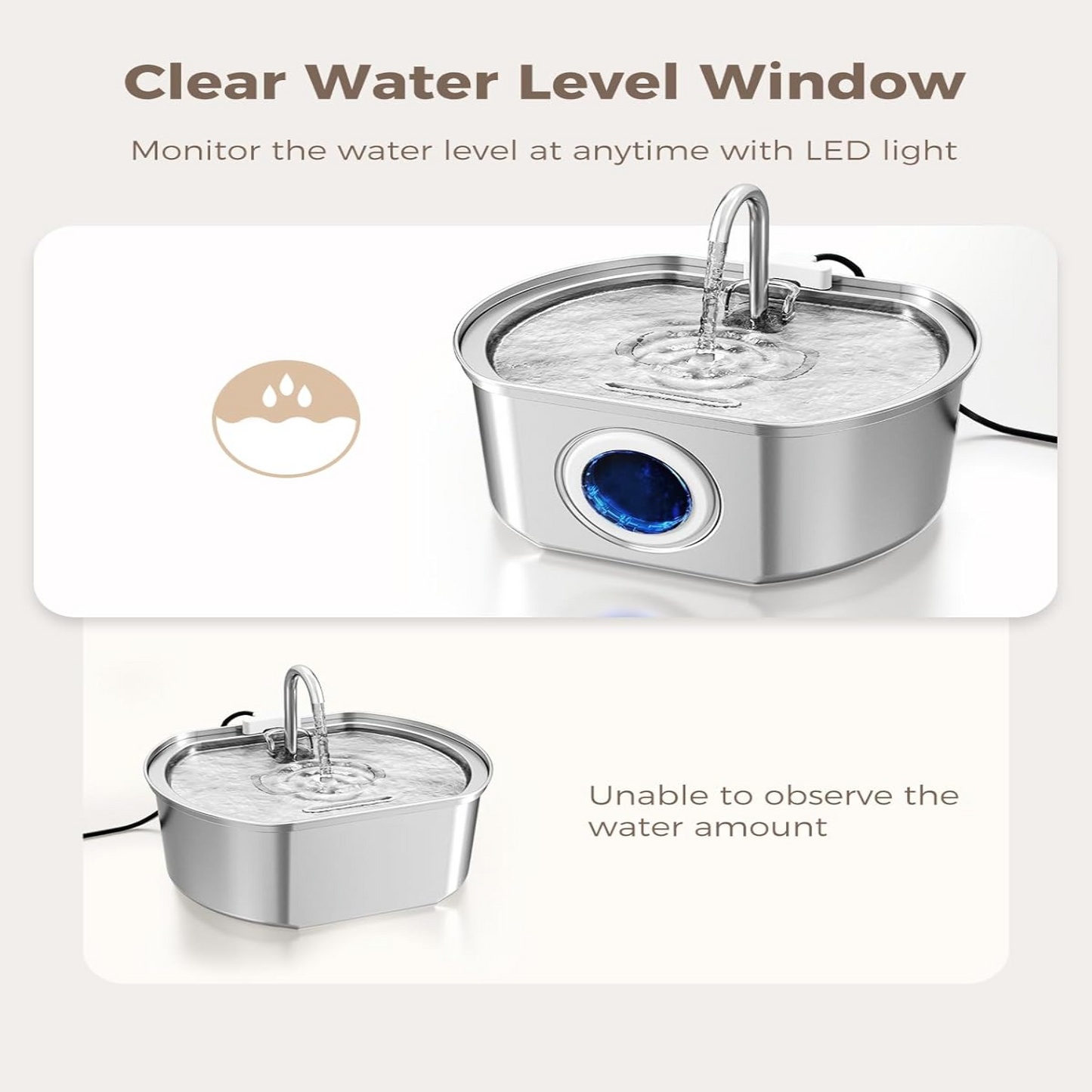 Purrify Stainless Steel Water Fountain