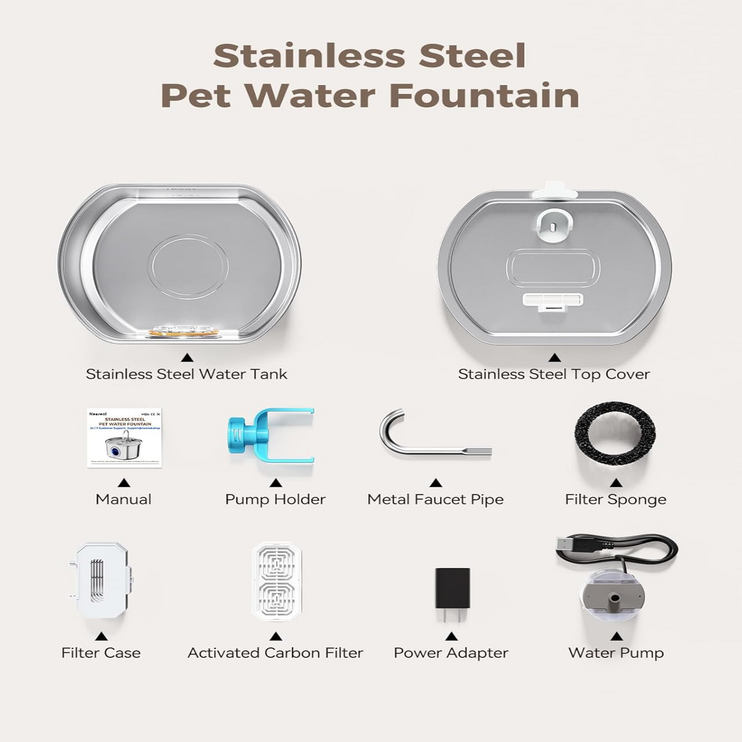 Purrify Stainless Steel Water Fountain